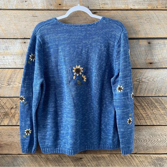 VTG Christopher & Banks Sunflower Embroidered Sweater Knit Women’s Size 1X - Picture 2 of 14